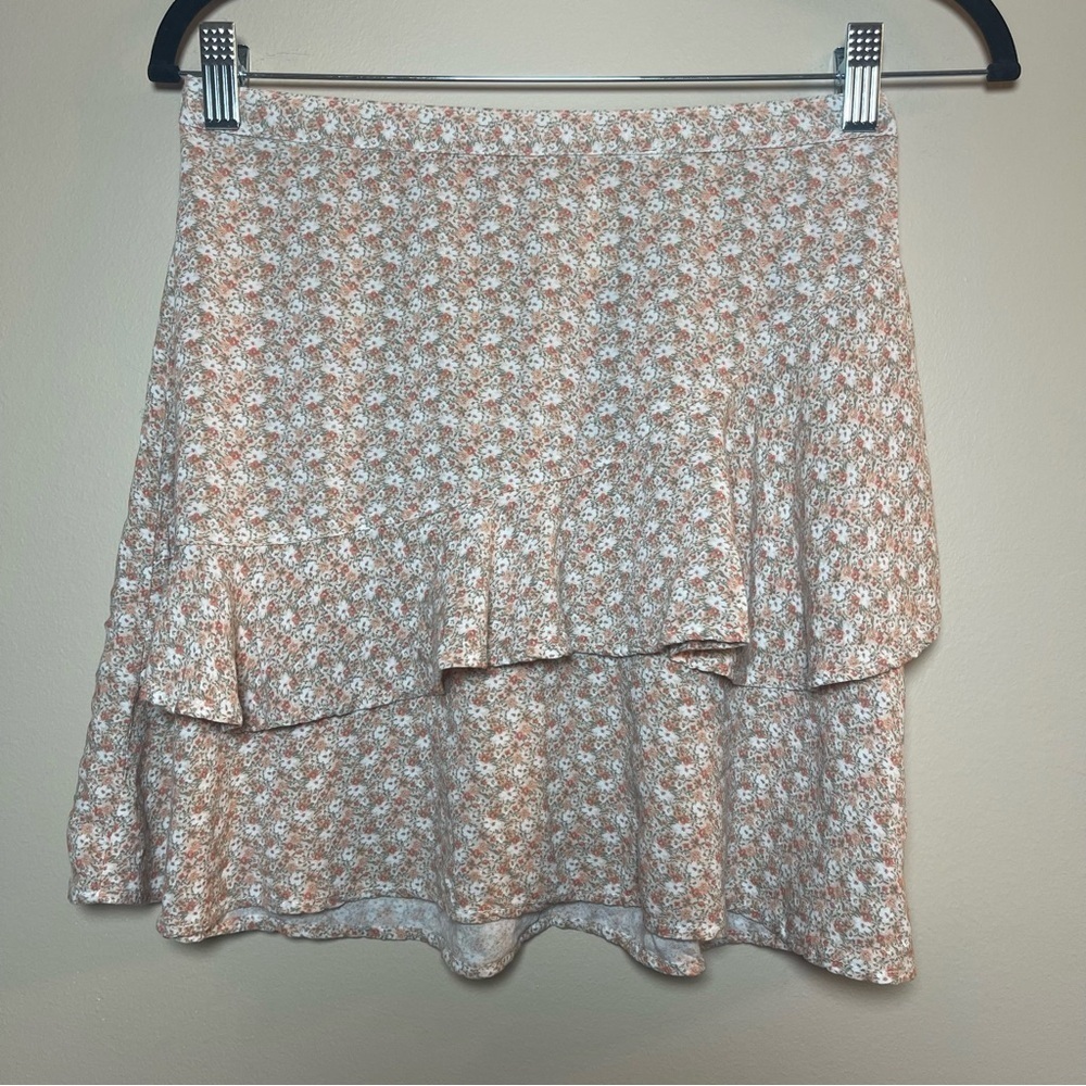 Japna Pink and White Floral Mini Skirt